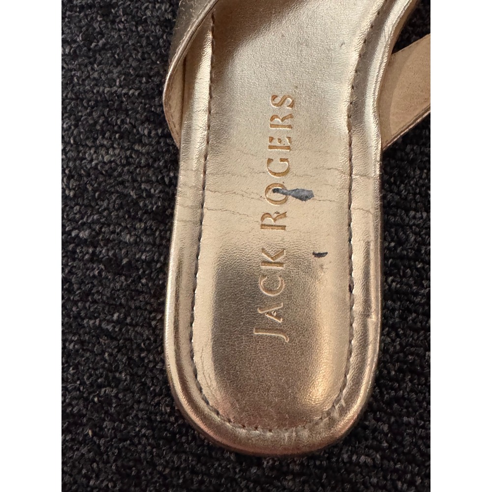 Jack Rogers Womens 8M Metallic Gold Whipstitch Rondelle Flat Flip Flop Sandals - Picture 4 of 10